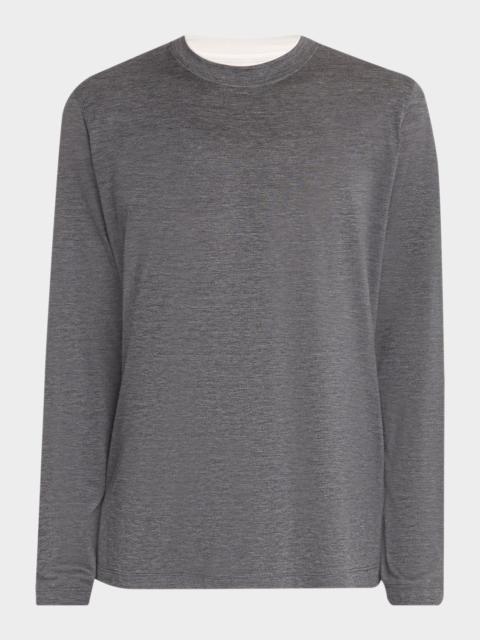 Brunello Cucinelli Men's Silk and Cotton Long-Sleeve Crewneck T-Shirt