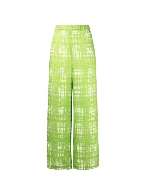 Random check pattern trousers