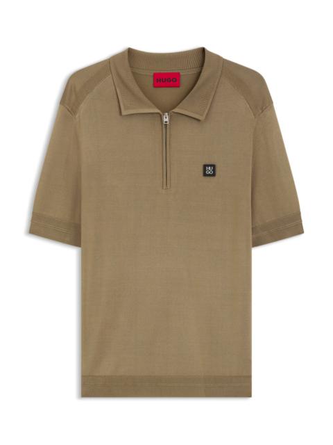 HUGO KNIT POLO WITH ZIPPER NECK