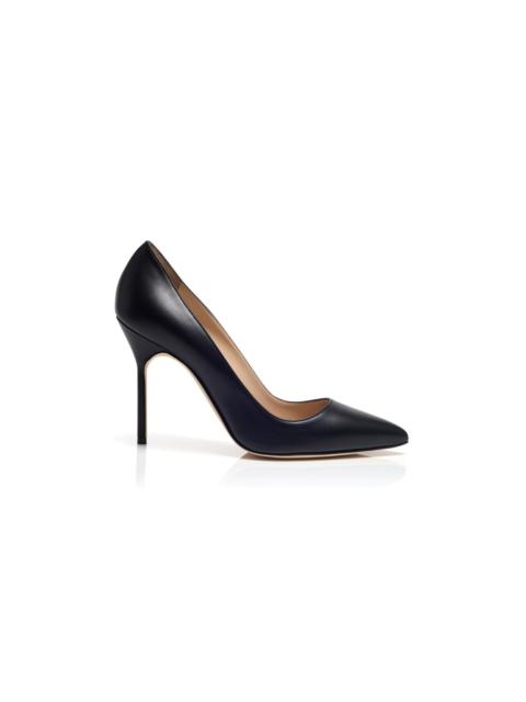 Manolo Blahnik Black Nappa Leather Pointed Toe Pumps