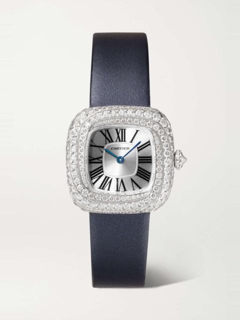 Cartier Coussin de Cartier medium 31mm 18-karat rose gold, leather and diamond watch