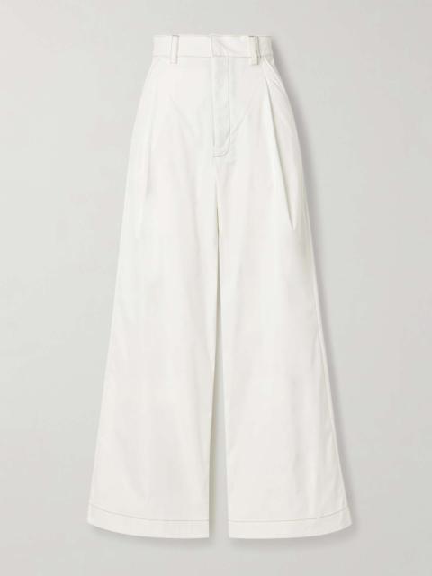 KIKA VARGAS Olympe pleated woven wide-leg pants White