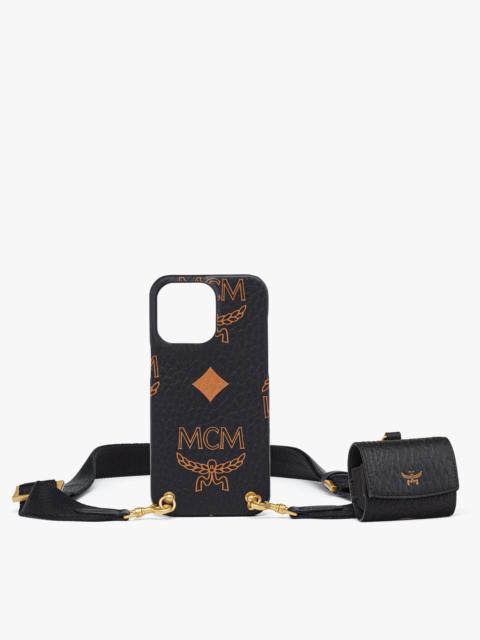 MCM iPhone 15 Pro Max Case w/ AirPods Pro Charm in Maxi Visetos