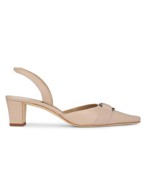 Manolo Blahnik Women's Trixa 50MM Leather Pumps - Beige