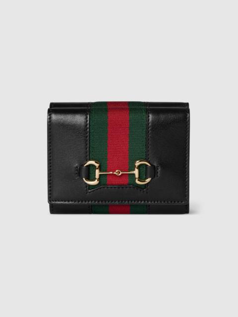 GUCCI Gucci Horsebit Web small tri-fold wallet