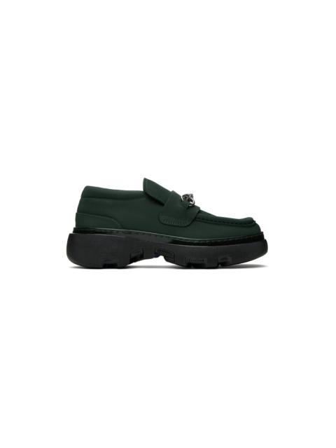 Burberry Green Nubuck Creeper Clamp Loafers