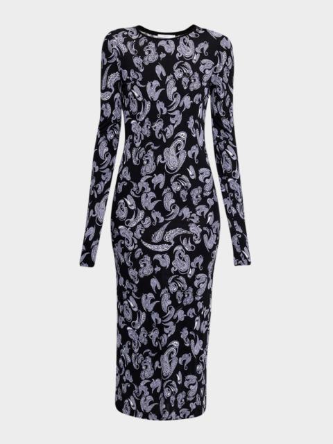 IRO Waiana Long-Sleeve Paisley Midi Dress