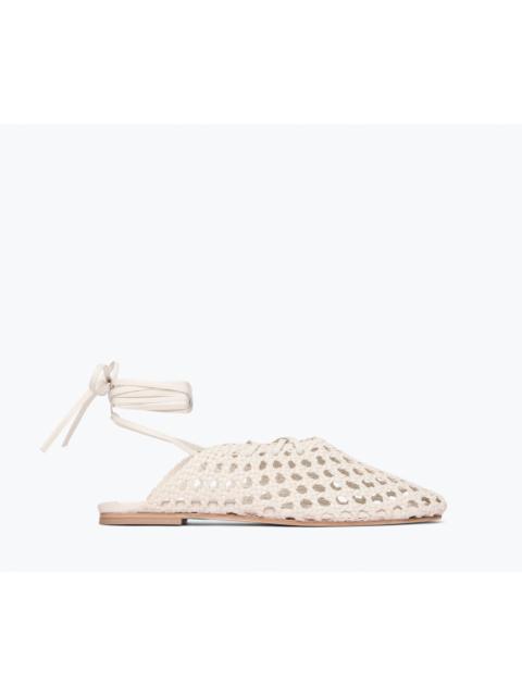 FRĒDA SALVADOR ETTA WOVEN ANKLE LACE-UP FLAT