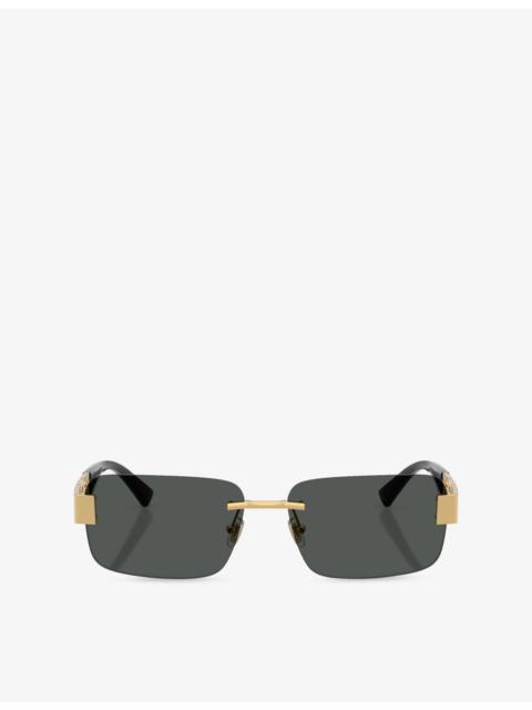 VERSACE VE2298 Rectangle-Frame Metal Sunglasses