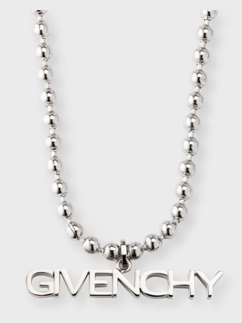 Givenchy Men's Logo Lettering Ball Chain Necklace
