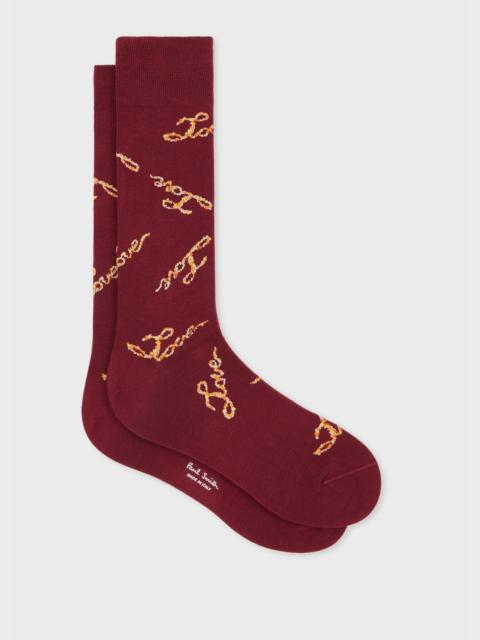 Paul Smith Burgundy 'Love' Socks