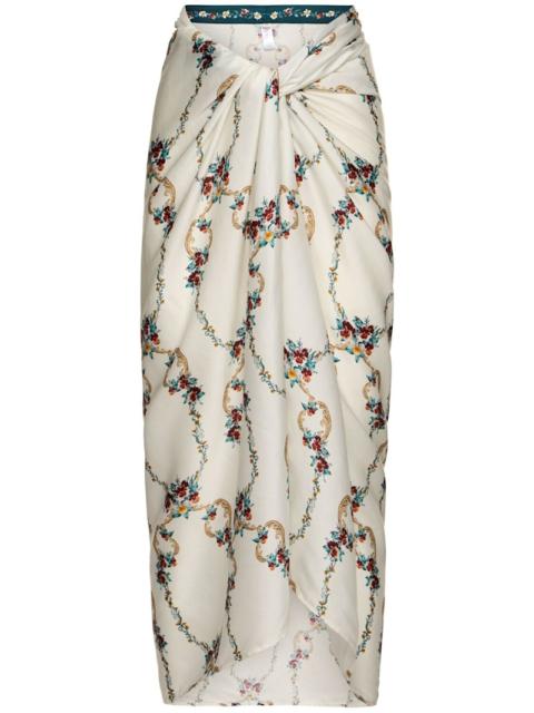 Lavanda floral print maxi sarong skirt