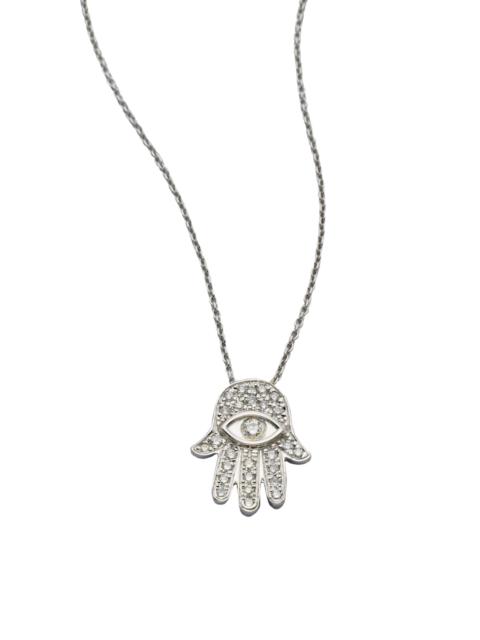 ROBERTO COIN Women's Tiny Treasures Diamond & 18K White Gold Hamsa Pendant Necklace - White Gold