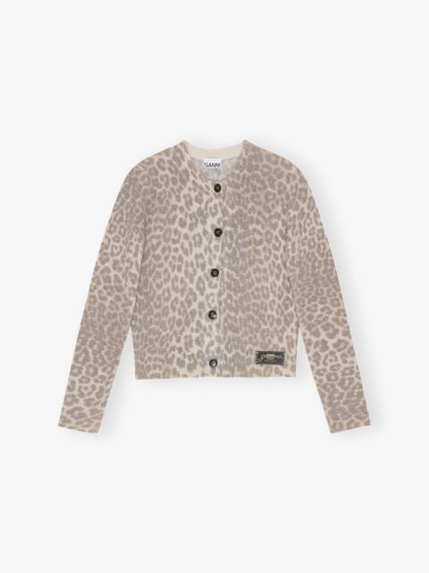GANNI LEOPARD PRINTED CARDIGAN