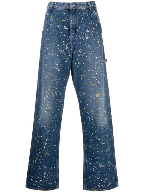 Off-White paint-splattered wide-leg jeans
