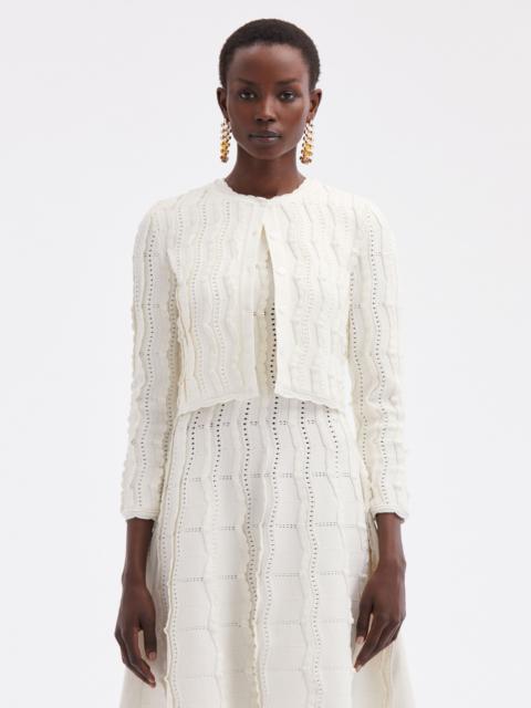 Oscar de la Renta CROPPED WAVE KNIT CARDIGAN