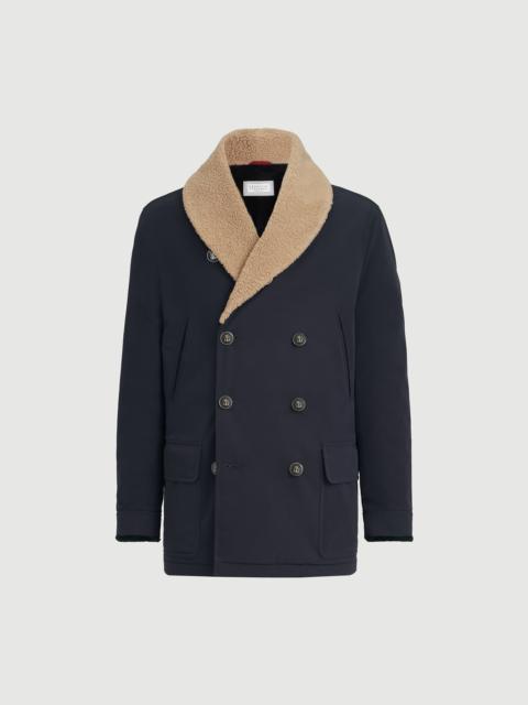 Brunello Cucinelli Bonded nylon double-breasted coat with shearling lining