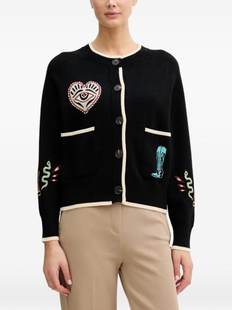 Never Fully Dressed embroidered contrast-trim cardigan