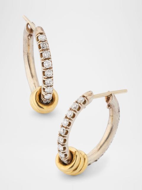 Spinelli Kilcollin Ara SG Deux Silver & Gold Hoop Earrings with Diamonds