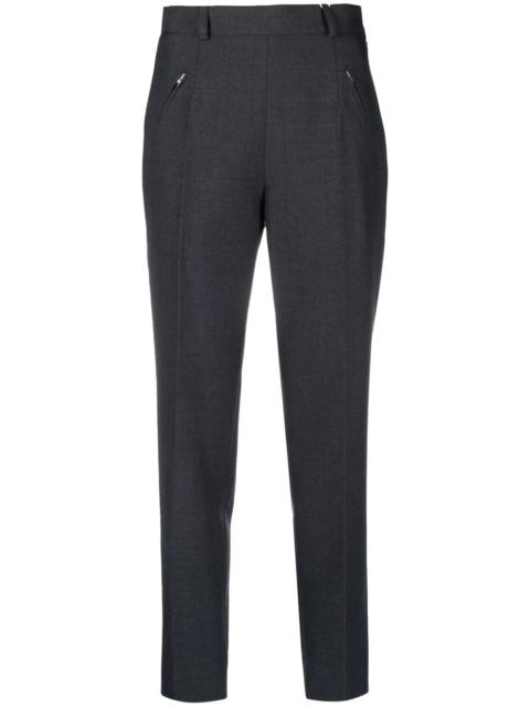 high-waisted slim-fit trousers