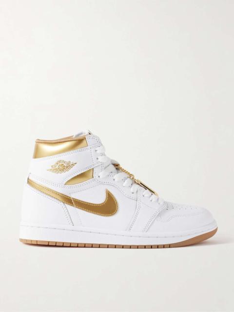 Jordan Air Jordan 1 Retro embellished metallic leather high-top sneakers