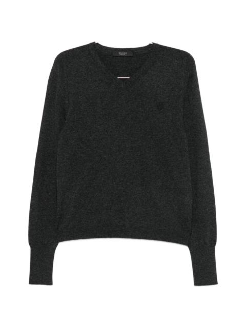 GUCCI Gucci V-neck Logo-embroidered Sweater