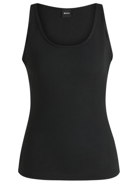 BOSS SHEER TANK TOP WITH RIBBED STRUCTURE