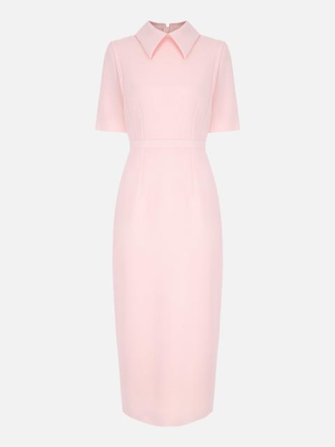 EMILIA WICKSTEAD Valletta Dress in Light Pink Single Wool Crepe