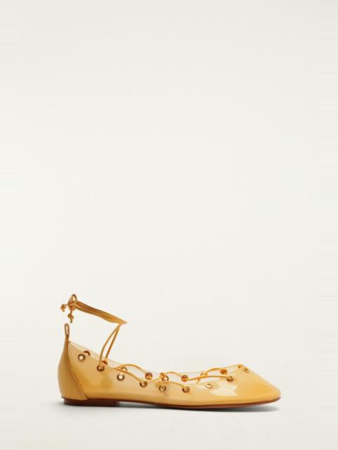 FARM RIO Yellow Sea Lace Up Jelly Ballerina