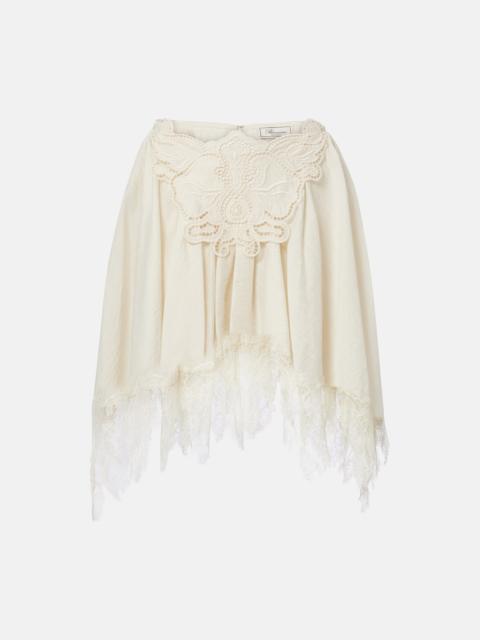 Blumarine Embroidered lace-trimmed miniskirt