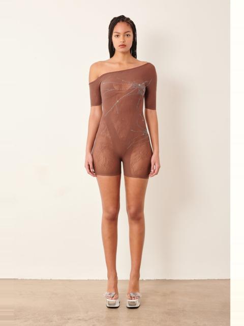 POSTER GIRL VANDERVOORT PLAYSUIT RHINESTONE IN OLD MONEY BROWN