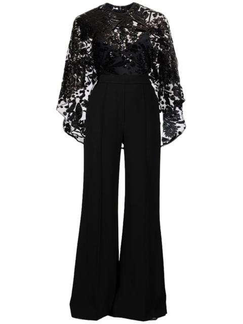 ELIE SAAB cape-detail embroidered jumpsuit