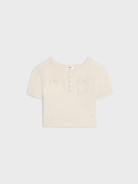 CELINE triomphe crop top in jersey pointelle