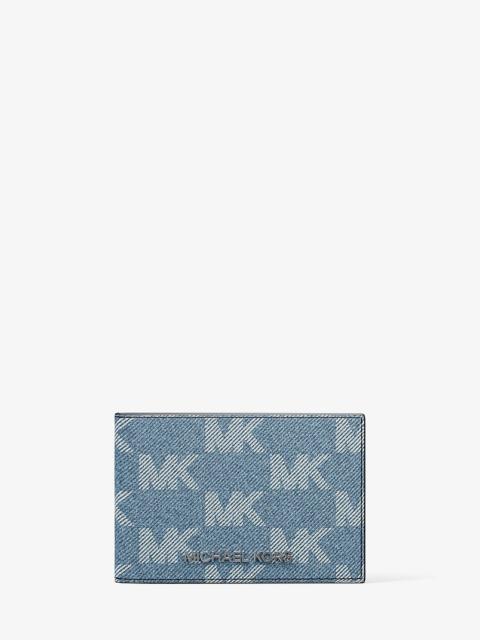 MICHAEL KORS Cooper Medium Logo Jacquard Denim Wallet