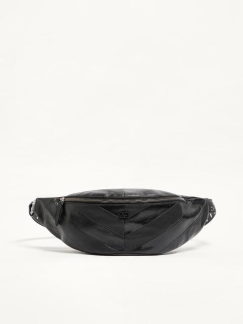 Valentino JEAN WAIST BAG IN PATCHWORK NAPPA LEATHER WITH CHEVRON PATTERN