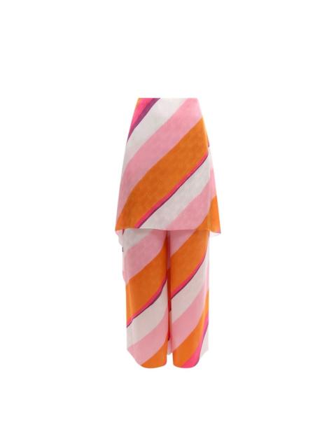FENDI Fendi Diagonal-Stripe Silk Trousers — Pink