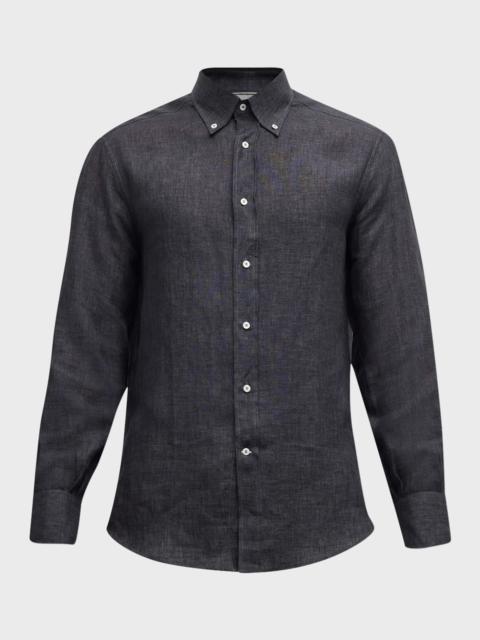 Men's Linen Casual Button-Down Shirt