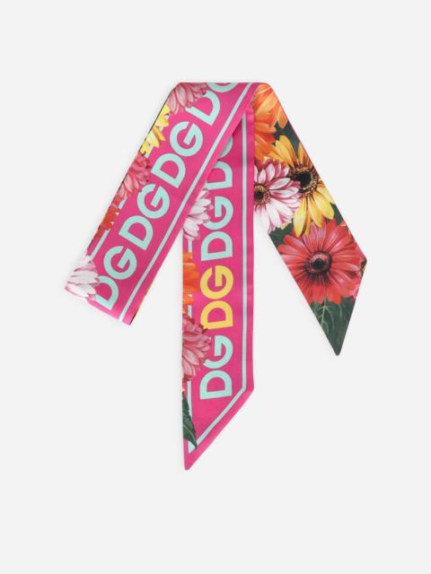 Dolce & Gabbana Twill headscarf with gerbera-daisy print