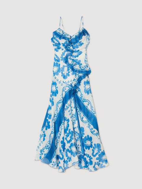 Sandro RUFFLED PRINT DRESS