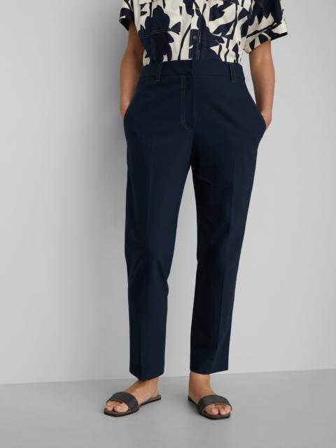 Brunello Cucinelli Stretch twisted cotton twill cigarette trousers with monili
