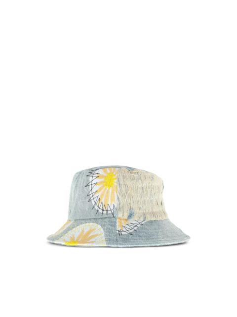 WHO DECIDES WAR floral-embroidery bucket hat