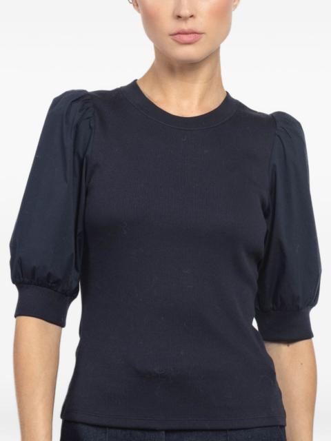 VERONICA BEARD Coralee puff-sleeve ribbed top