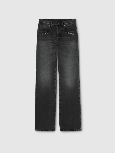 GUCCI Cotton denim pants with Horsebit