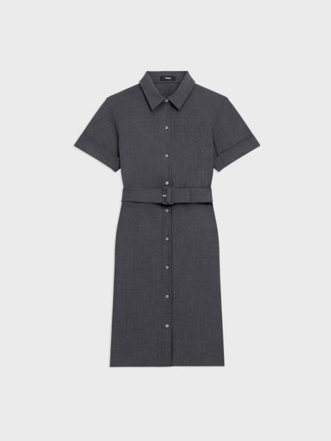 Theory Belted Shirt Dress in Good Wool
