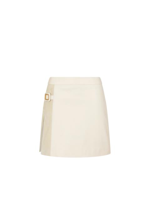 SHINY GOAT PLONGE' AND CASHMERE SUEDE MINI SKIRT