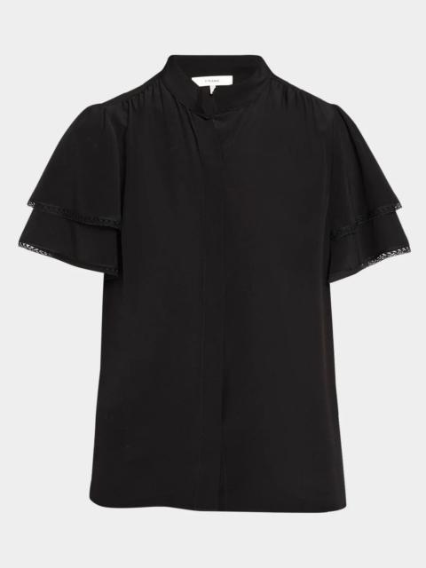FRAME Arcadia Silk Short-Sleeve Top