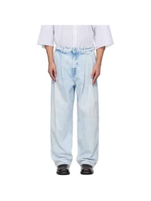 HED MAYNER Blue Light Wash Pleated Jeans