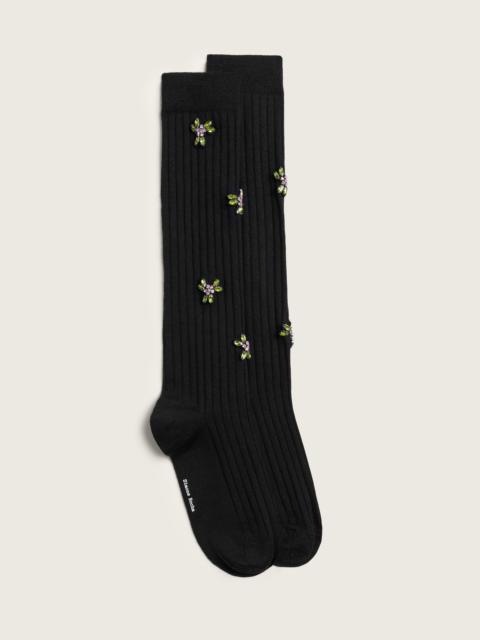 Simone Rocha Embellished Merino Silk Knee Socks