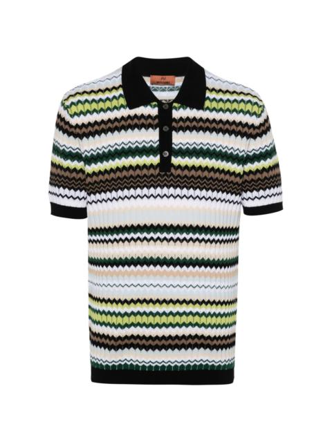 zigzag woven design polo shirt