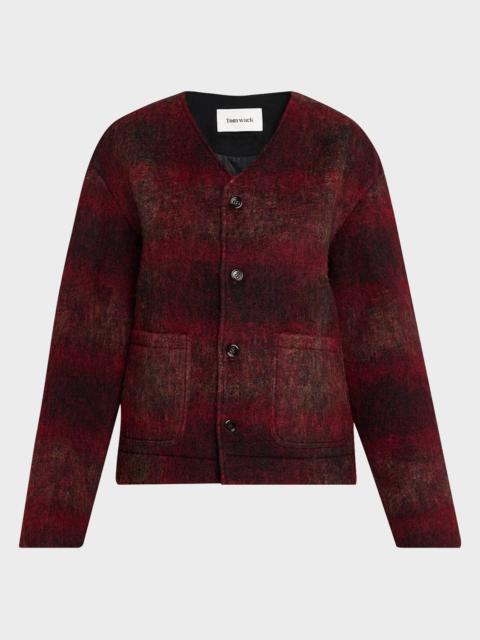 Tonywack V-Neck Plaid Mohair Jacket